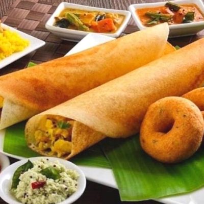 Full Plate of Dosa Vada With Cold Drink